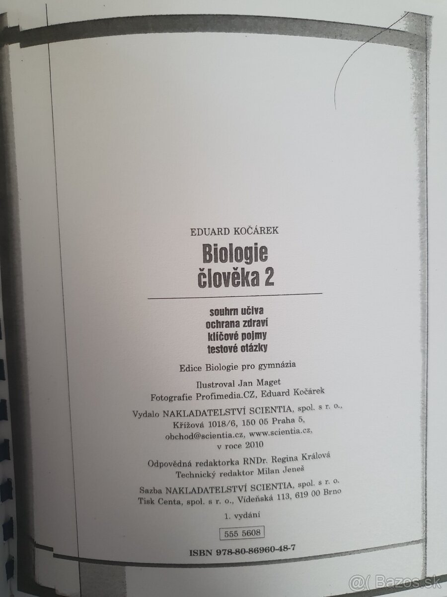 Predám Biologie človeka 2 Kočárek