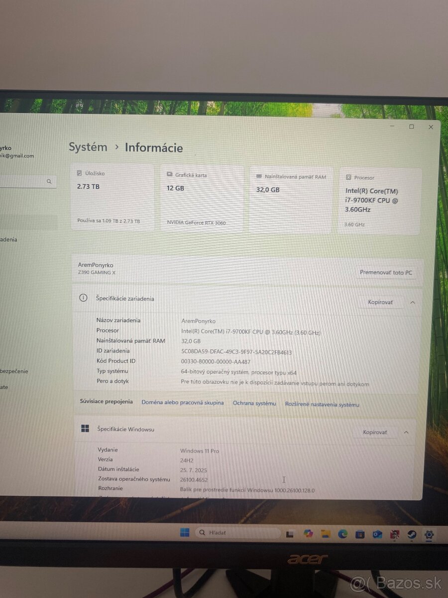 Predam set počitač+klavesnica+myš+monitor