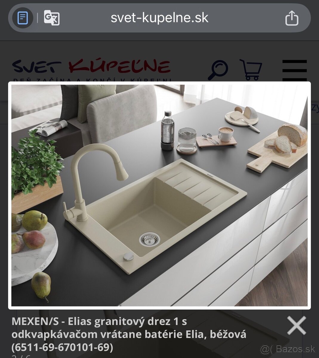 granitový drez béžový s batériou