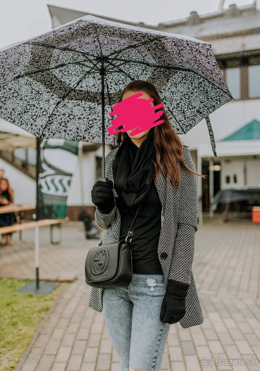 Čierno biely jesenný kabát, xs