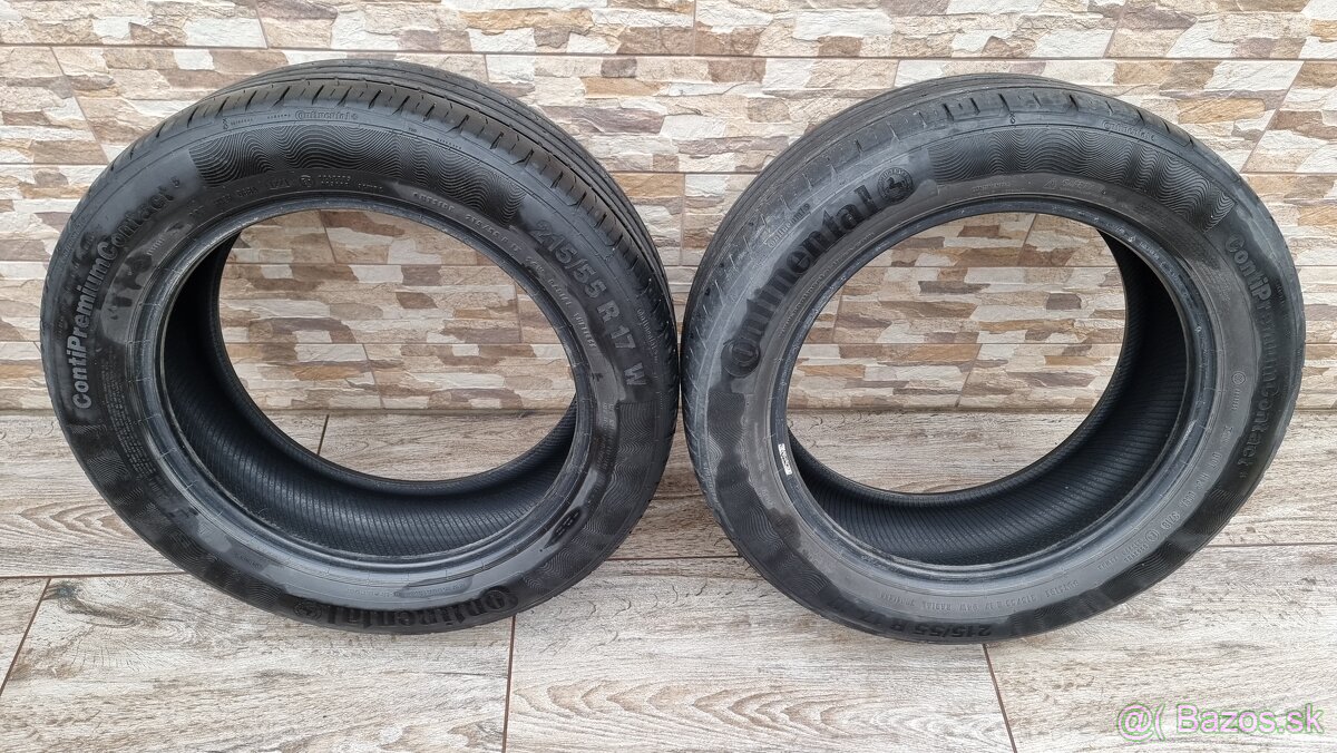 Predám 2xletné pneumatiky 215/55r17,Continental