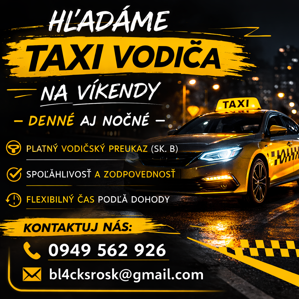 HĽADÁME TAXI VODIČA