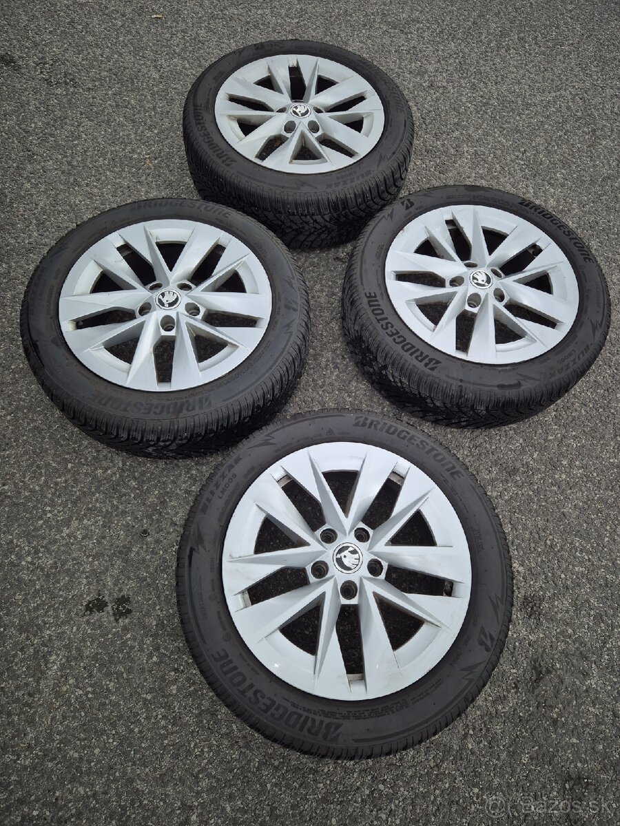 SKODA ELEKTRONY 5x112 R17 + BRIDGESTONE ZIMNE PNEUMATIKY