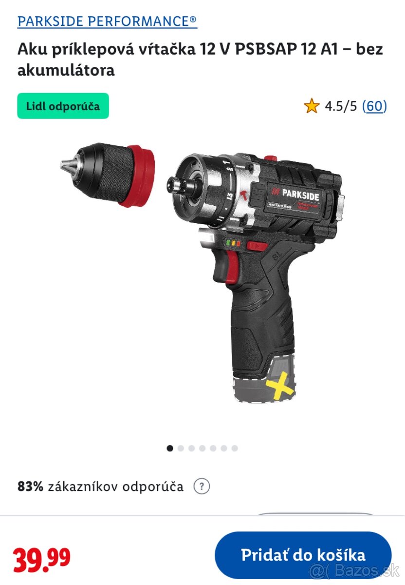 Parkside Performance Aku vŕtací skrutkovač PBSPA 12
