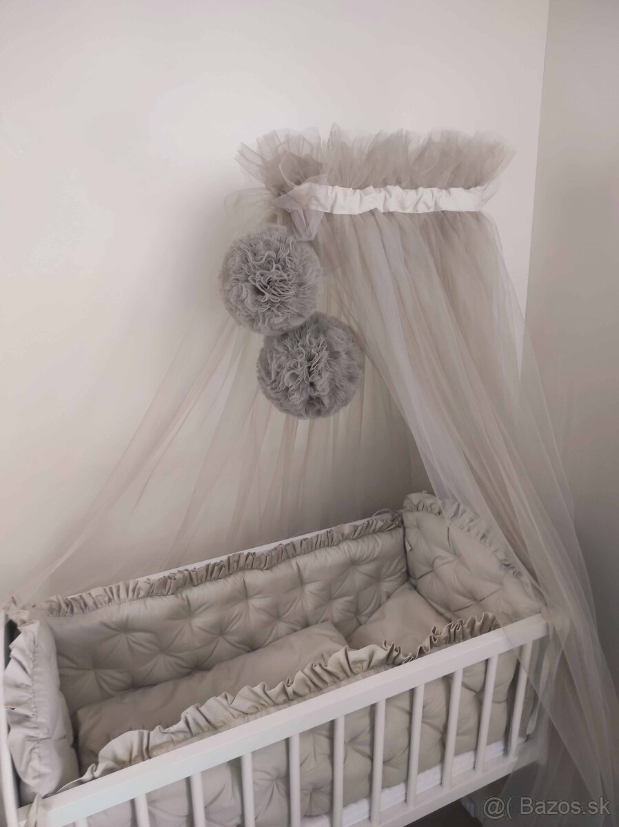 Detská kolíska + komplet výbava  + baldachýn POM