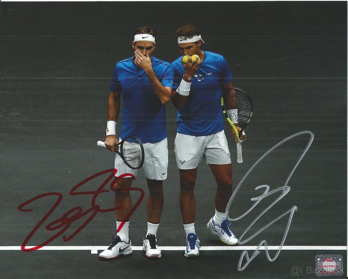 Roger Federer & Rafael Nadal - foto s podpisy + COA