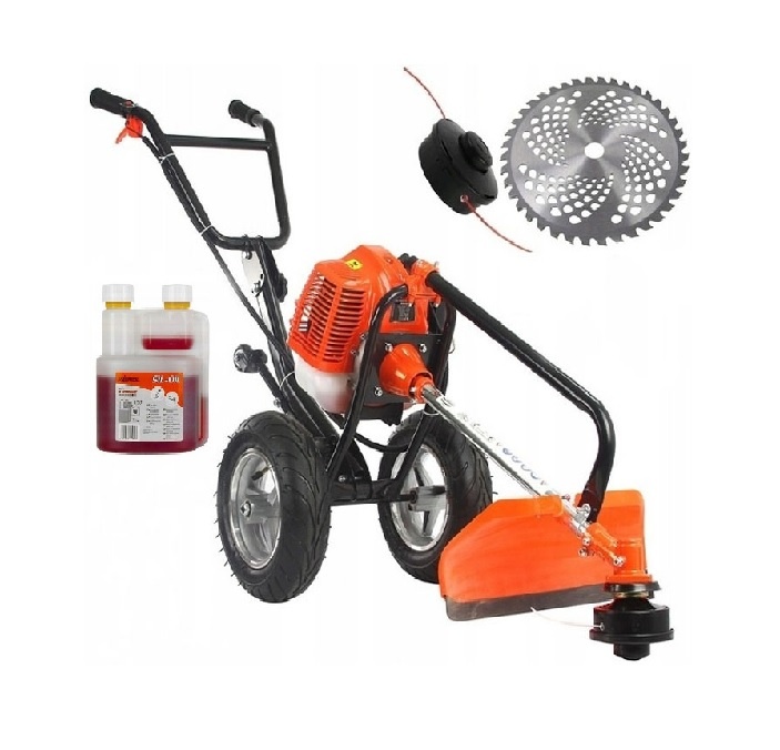 Ručný motorový krovinorez kosačka vyžinač na 2 kolesách