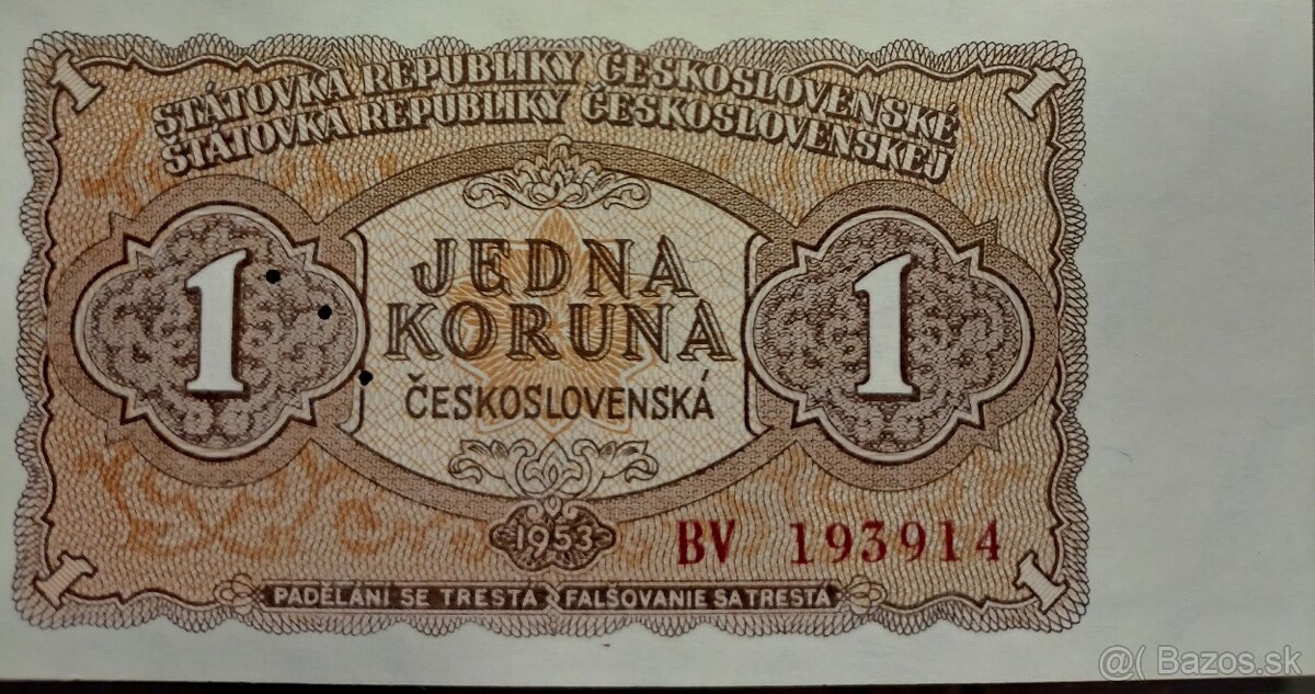 1 korunova bankovka 1953 3md