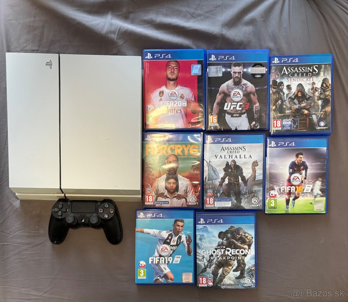 PlayStation 4 biela + 8 hier + ovládač