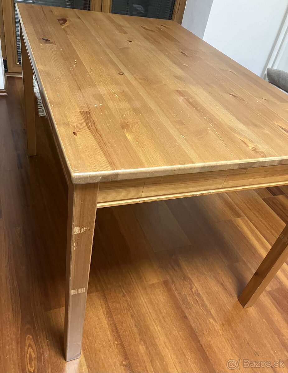 Drevený jedálenský / pracovný stôl - hnedý, Borovica, masív