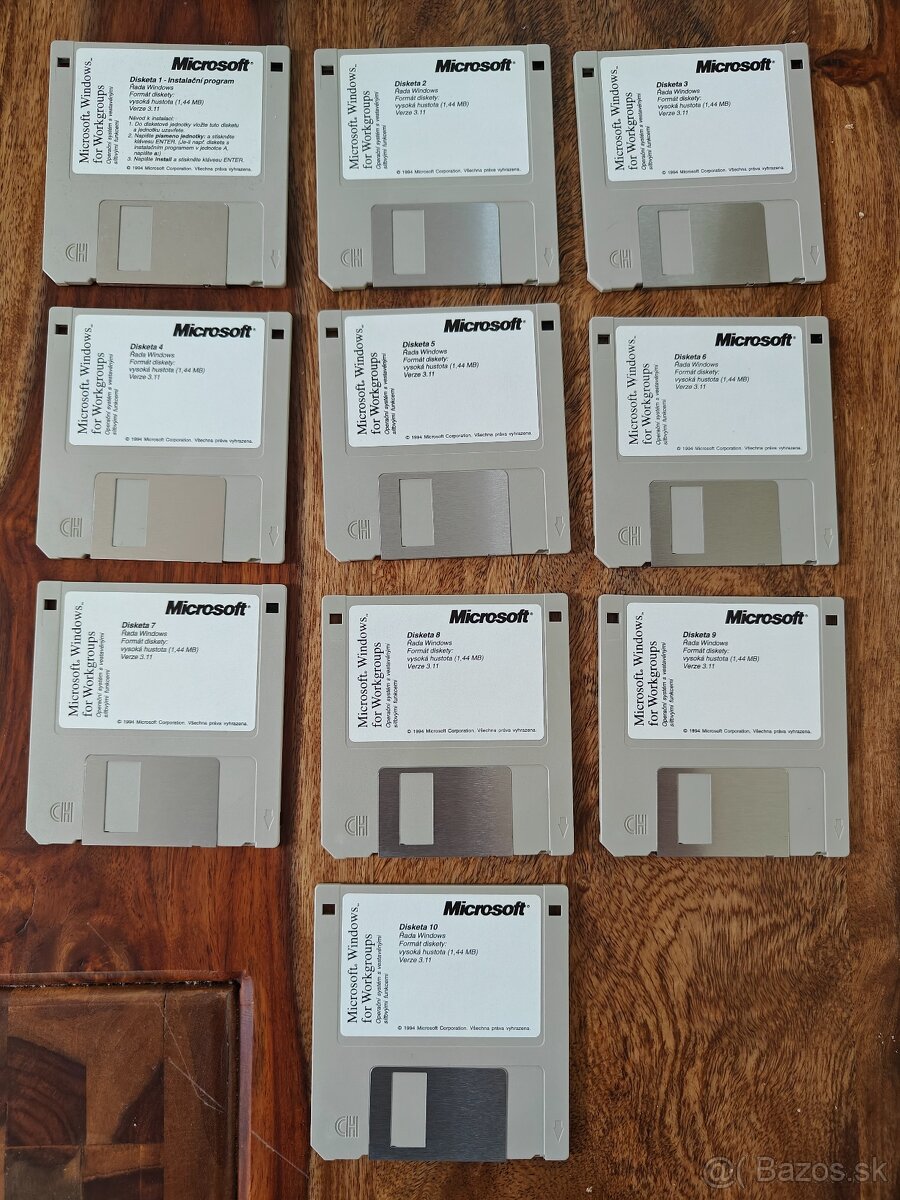 Windows 3.11 CZ - originál inštalačné floppy diskety