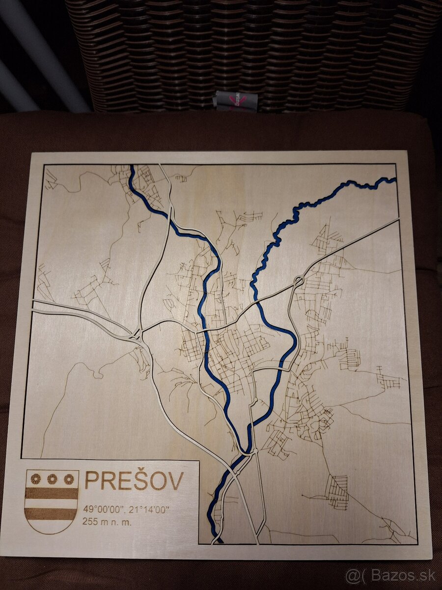 Drevená 3D mapa mesta/obce