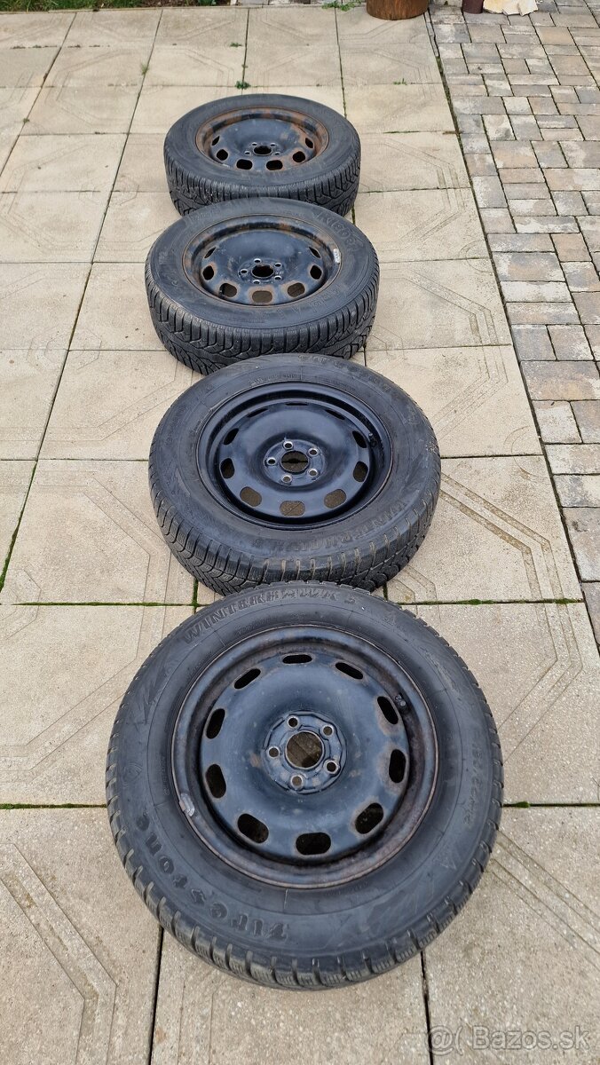 Plechové disky 5x100 R15 ET38 na pneu.195/65 R15