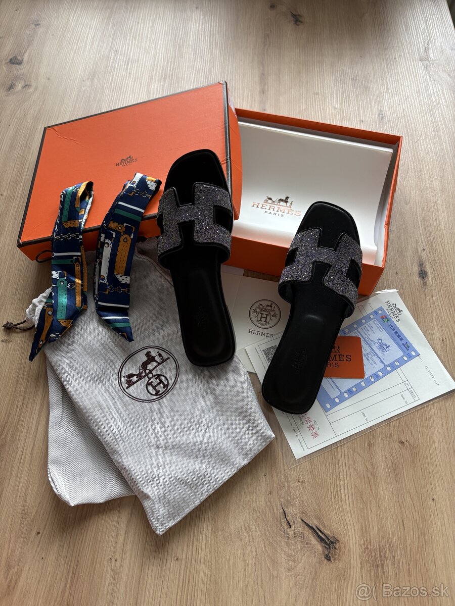 Hermes šľapky 38-24cm