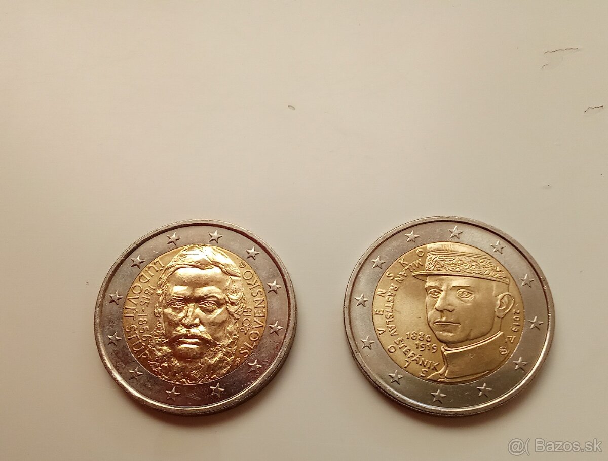 2 eurova minca Štur s Štefánik
