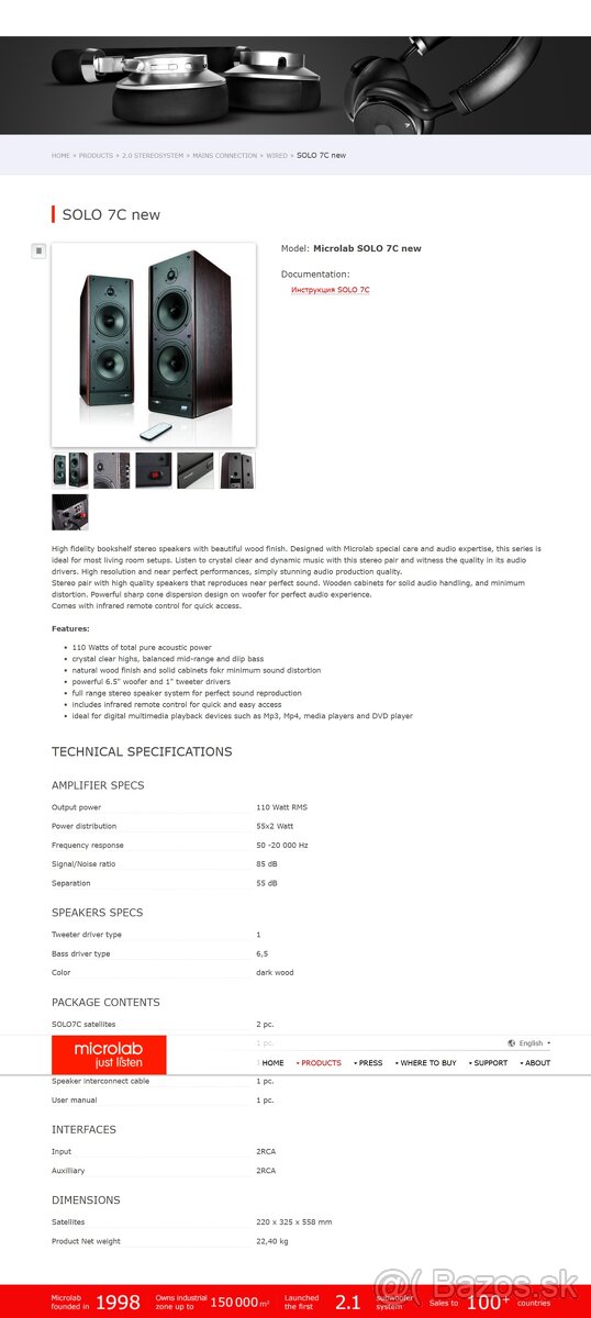 Predám aktívne reproduktory MicroLab Solo 7C 110W RMS