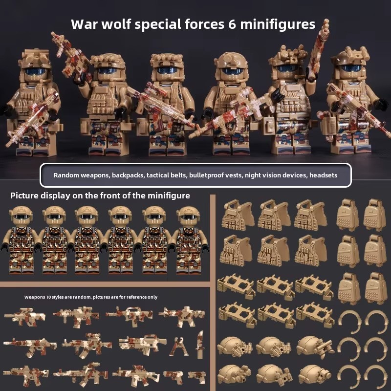 SWAT 6 ks sada vojakou-cierny, alebo pieskovy