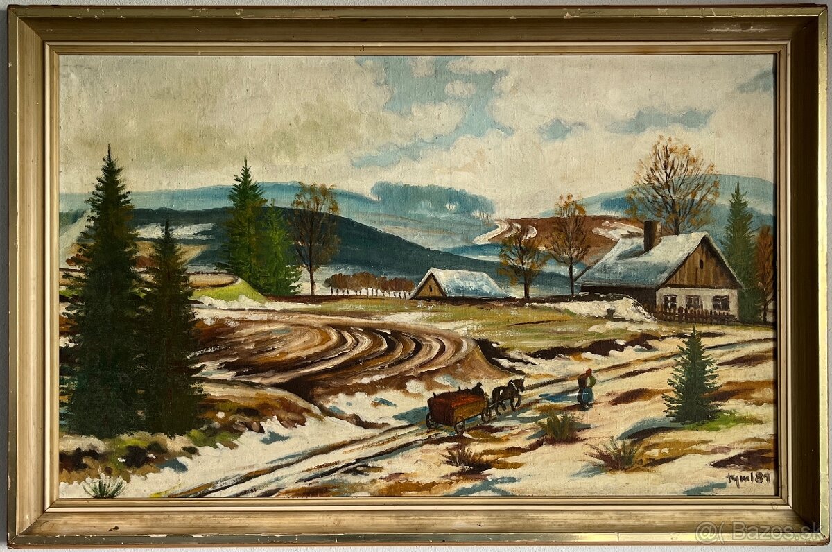 Návrat z poľa - olejomaľba (1981)