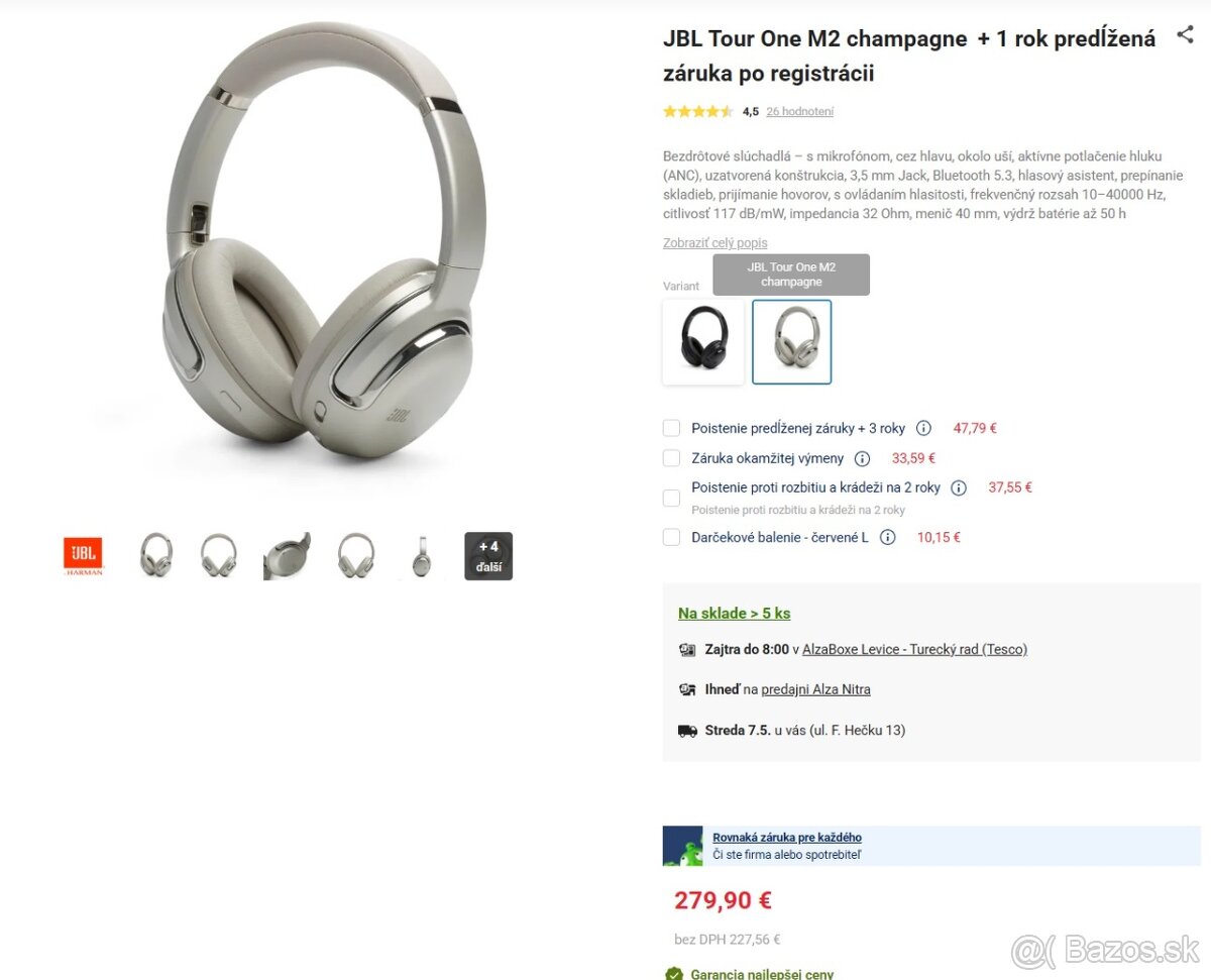 JBL Tour One M2 champagne (zlaté)