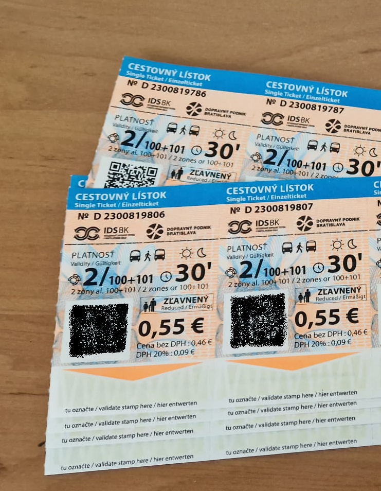 Cestovné lístky MHD BA - 30 min. zľavnené