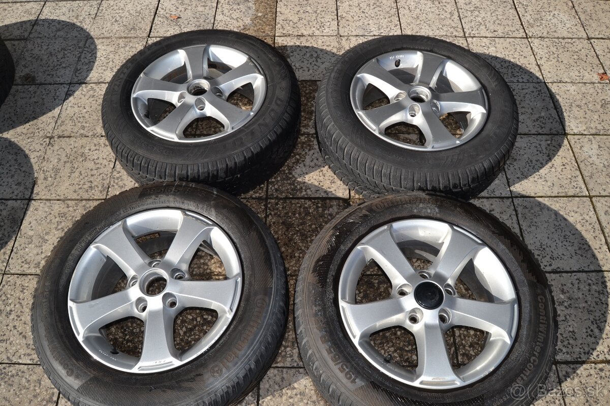 VW hliníkové disky R15 a zimné gumy 195/65 R15, 5x112 rozteč