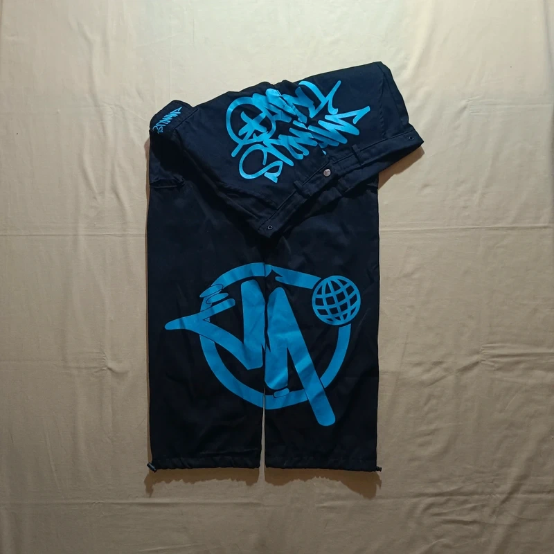 Minus Two čierne cargo baggy nohavice široké nohavice M