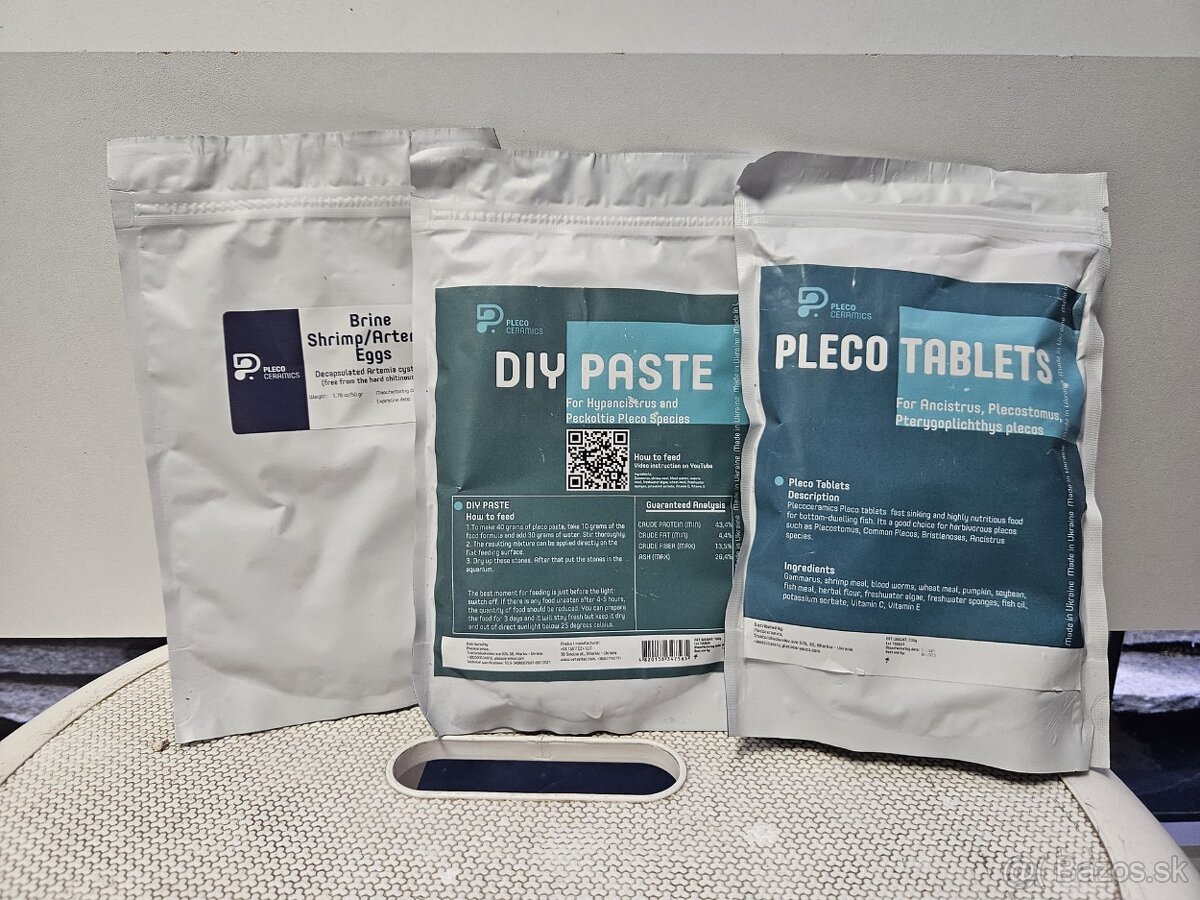 Krmivo - pleco sumce, ancistrusy - artemia, pasta