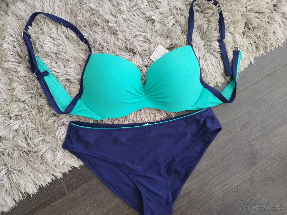 Dvojdielne plavky push up M/38,L/40 mätovo modré