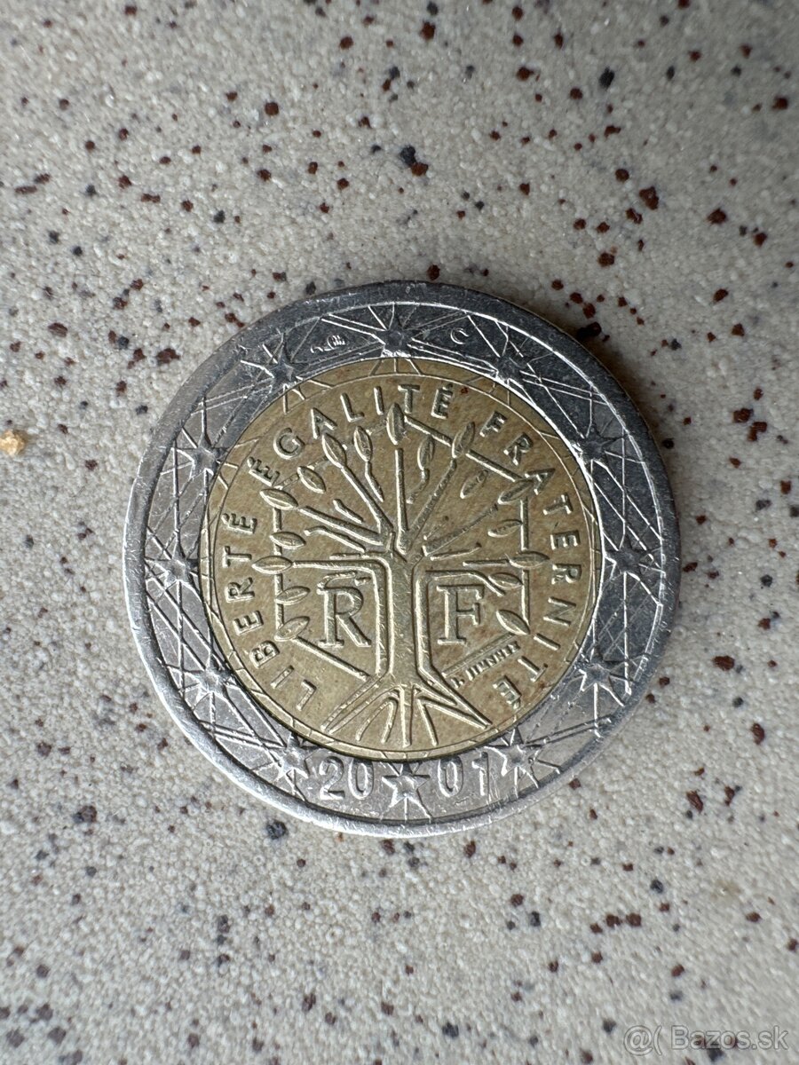 2 Euro Coin Miscasting France 2001