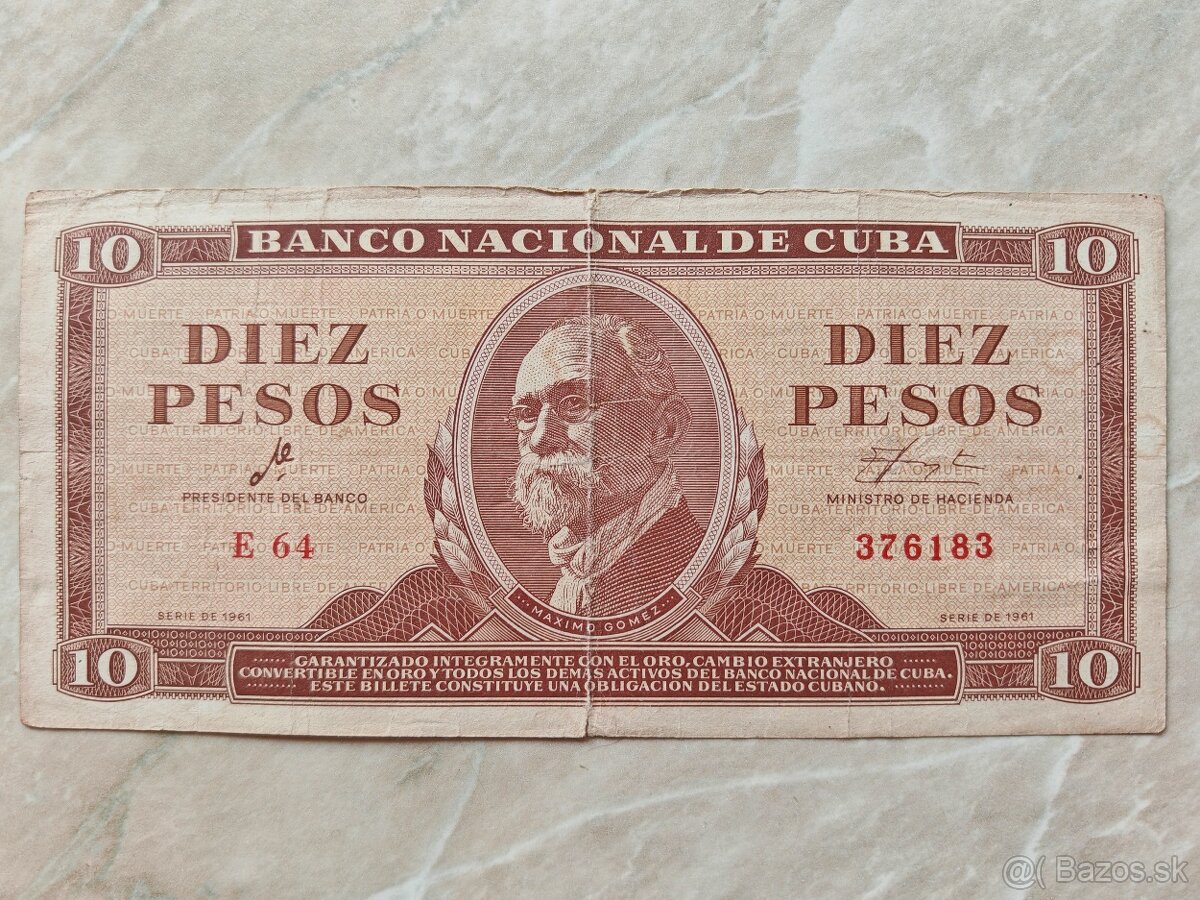Kuba 10 Pesos 1961 Che Guevara podpis