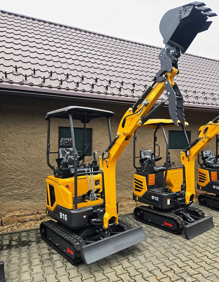 Minibagr 1,6t – Laidong 16kW, joysticky, hodně příslušenství