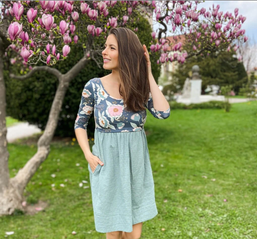 Šaty na dojčenie Mentol Flowers Mamika