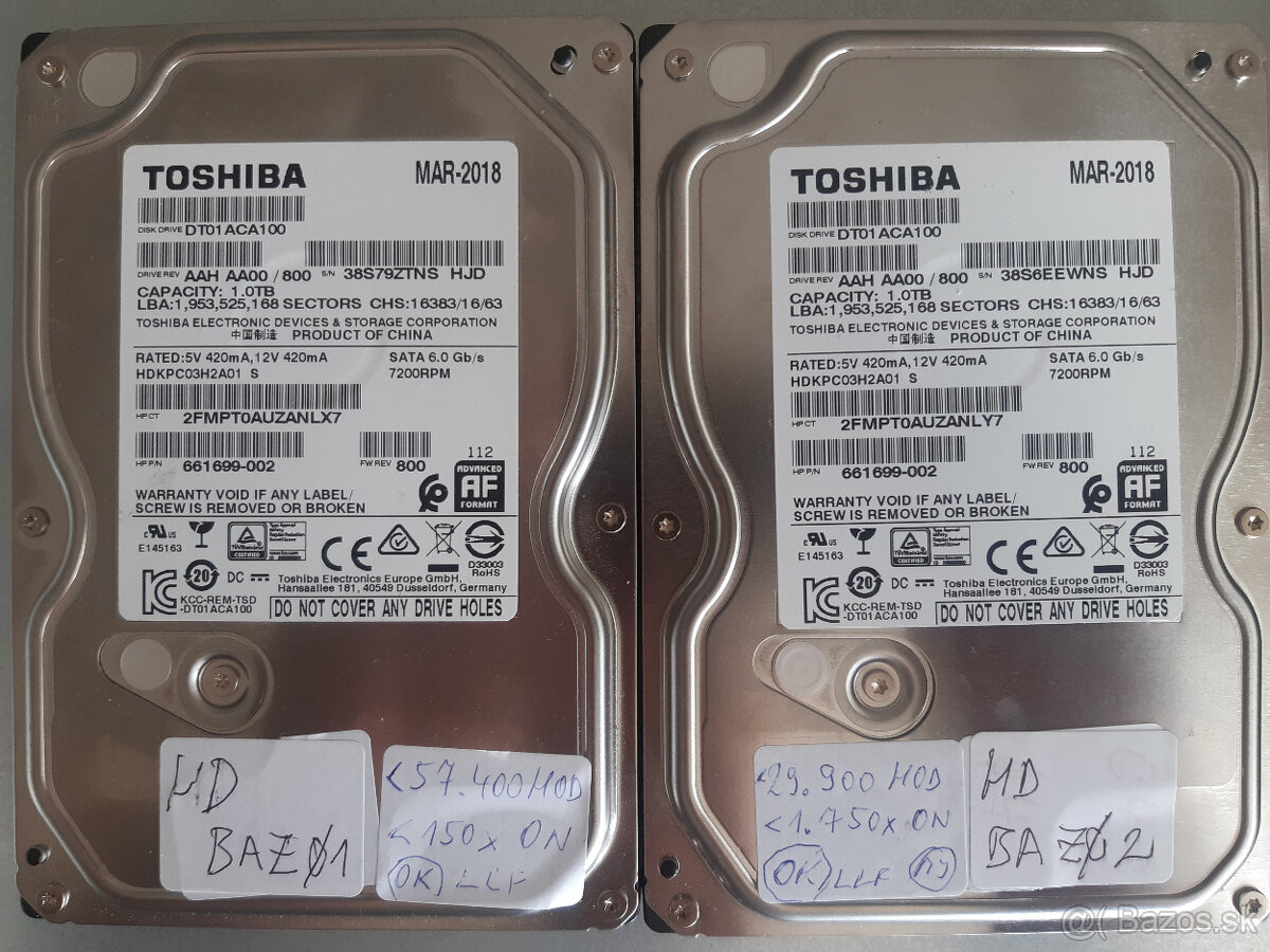 HDD 1TB 3,5" TOSHIBA SATA 3, 32MB cache - použitý