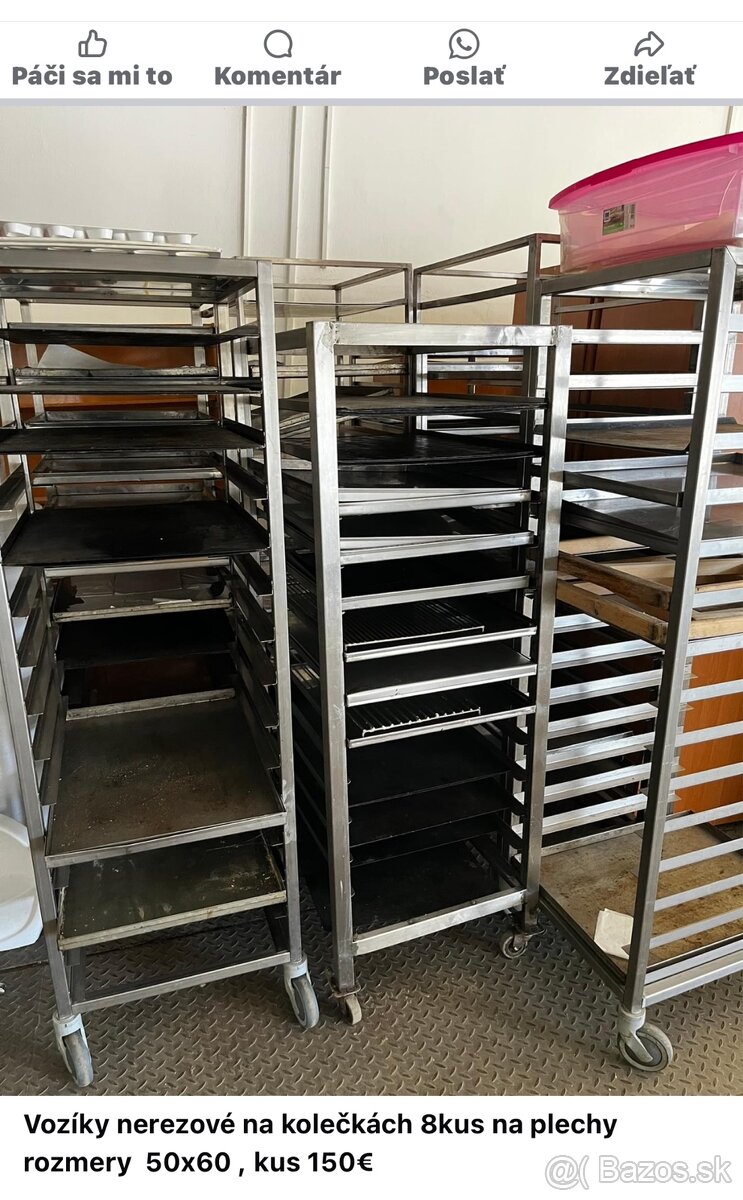 Regale antikorové na kolieskach + gastro zariadenie