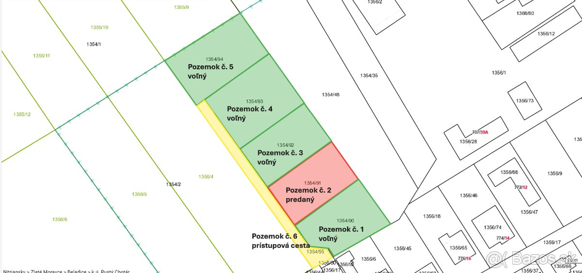 4 stavebné pozemky v centre Beladíc pri kaštieli Tartuf