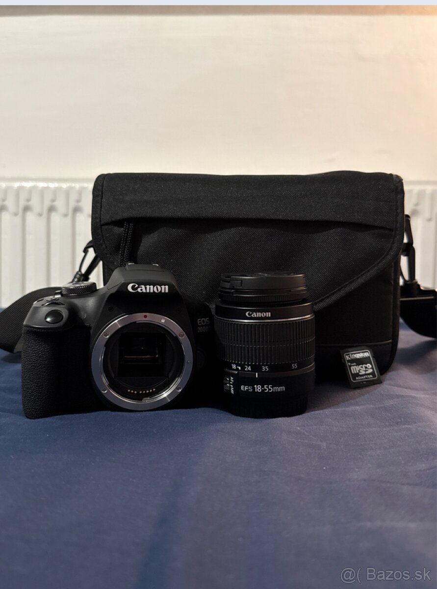 Canon EOS 2000D + 18–55mm + 2 batérie + SD karta – ako nový