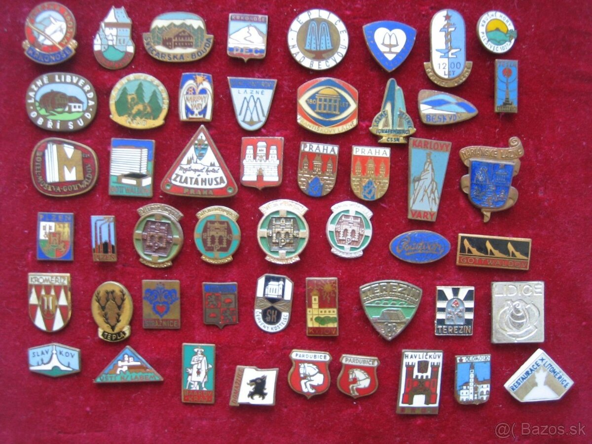 staré odznaky Česko miestopis mestá obce.