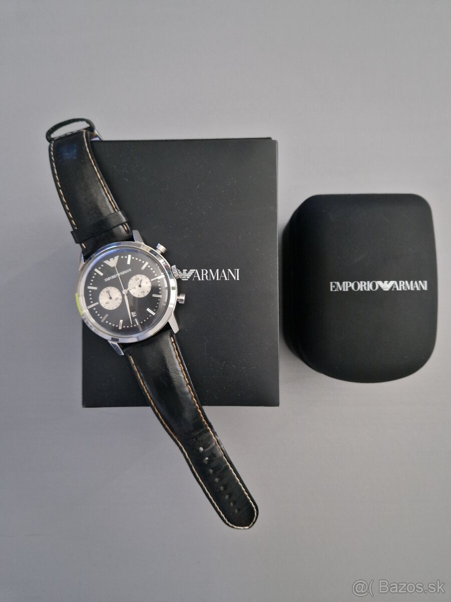Predám pánske Emporio Armani hodinky s koženým náramkom