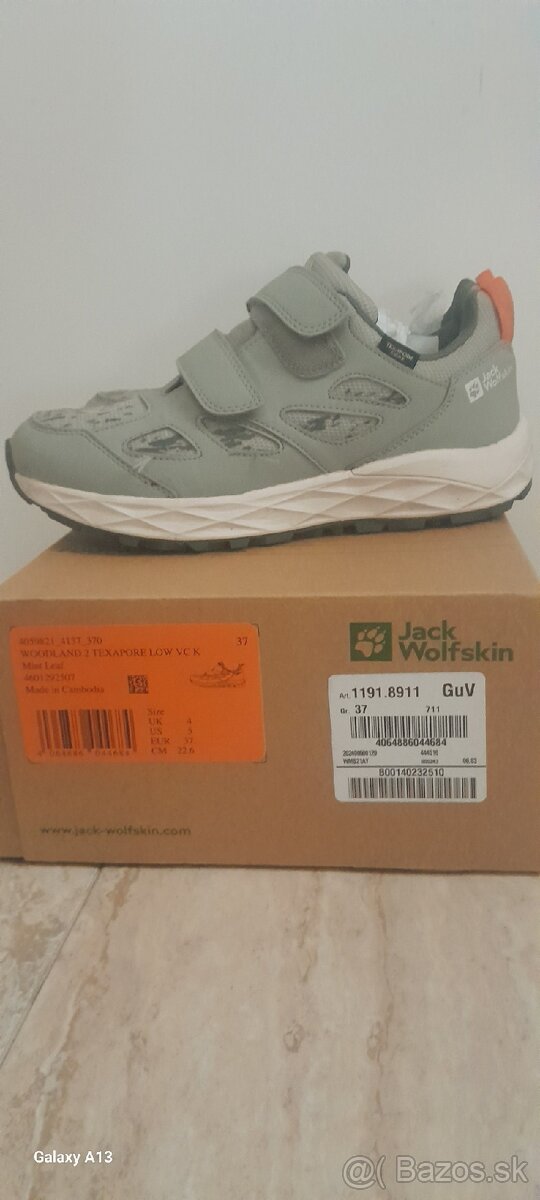Detské topánky Jack Wolfskin, veľkosť. 37