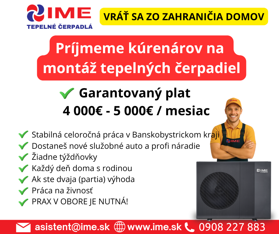 Prijmeme kúrenárov na montáž tepelných čerpadiel pre BB kraj
