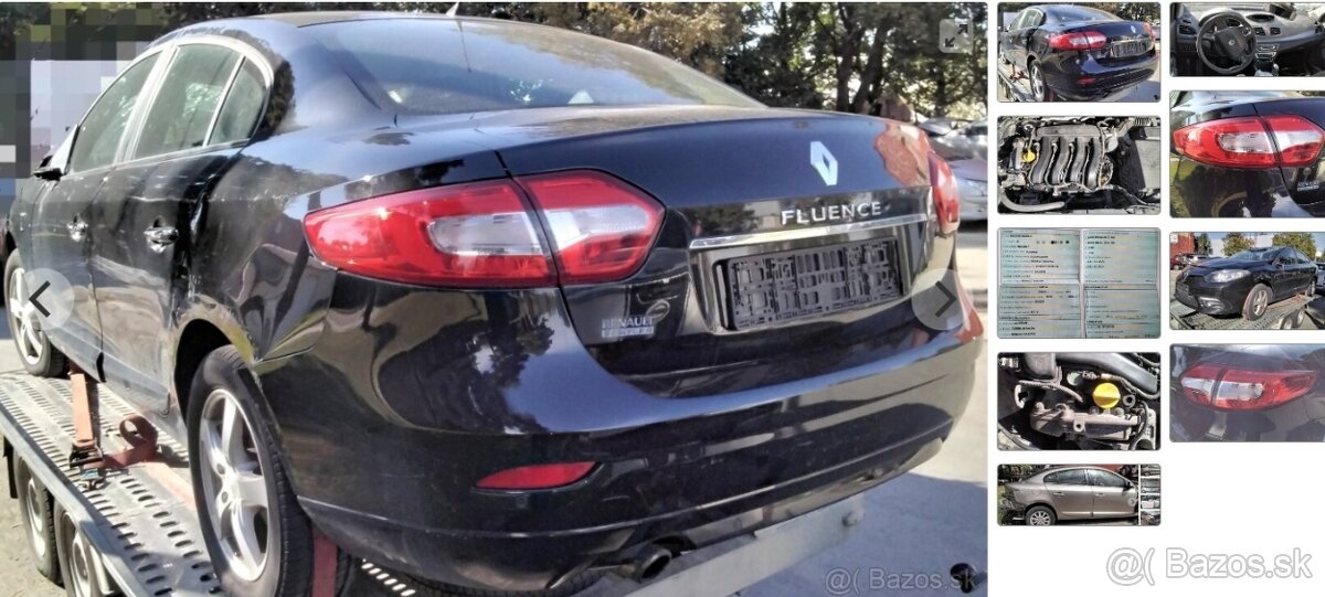 Renault Fluence 1.6 2015 predám MOTOR K4M V8, KAPOTA ZADNÁ,