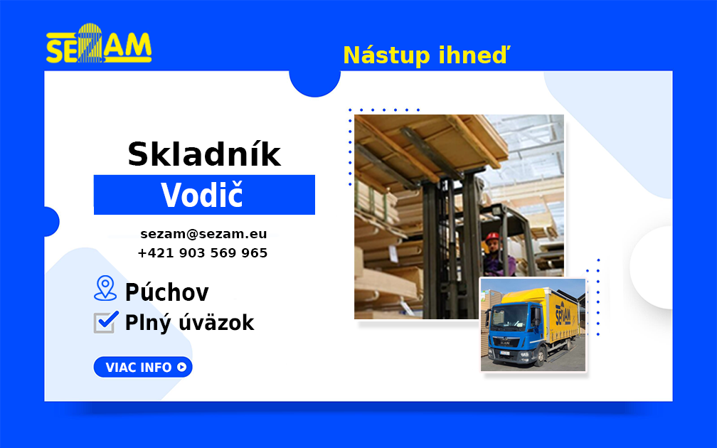 Skladník / vodič SEZAM, s.r.o.