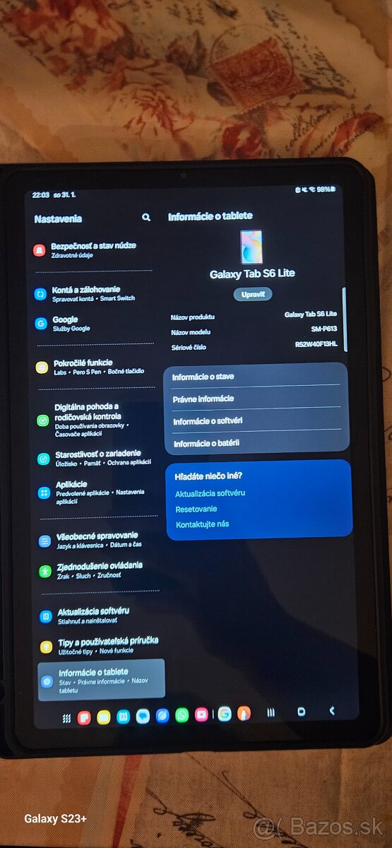 Samsung Galaxy Tab S6 Lite / SM-P615) – vynikajúci stav