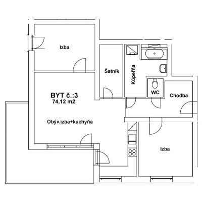 3 izb byt s terasou nz novostavba
