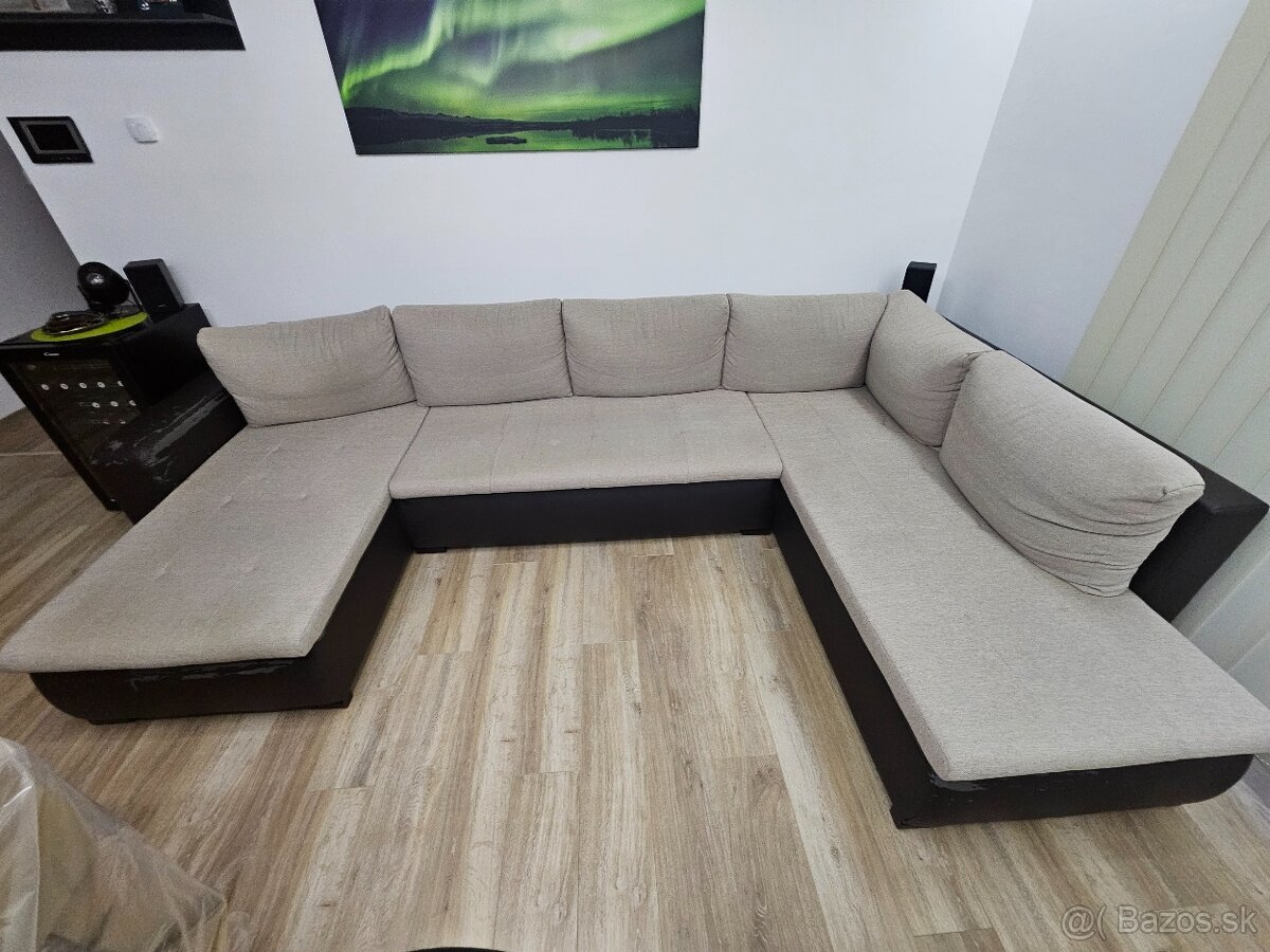 sedacia súprava rozkladacia v tváre U s úložným priestorom