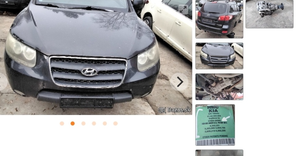 Hyundai Santa Fe 2.2 CRDi 2008 predám DIFERENCIAL, DVERE