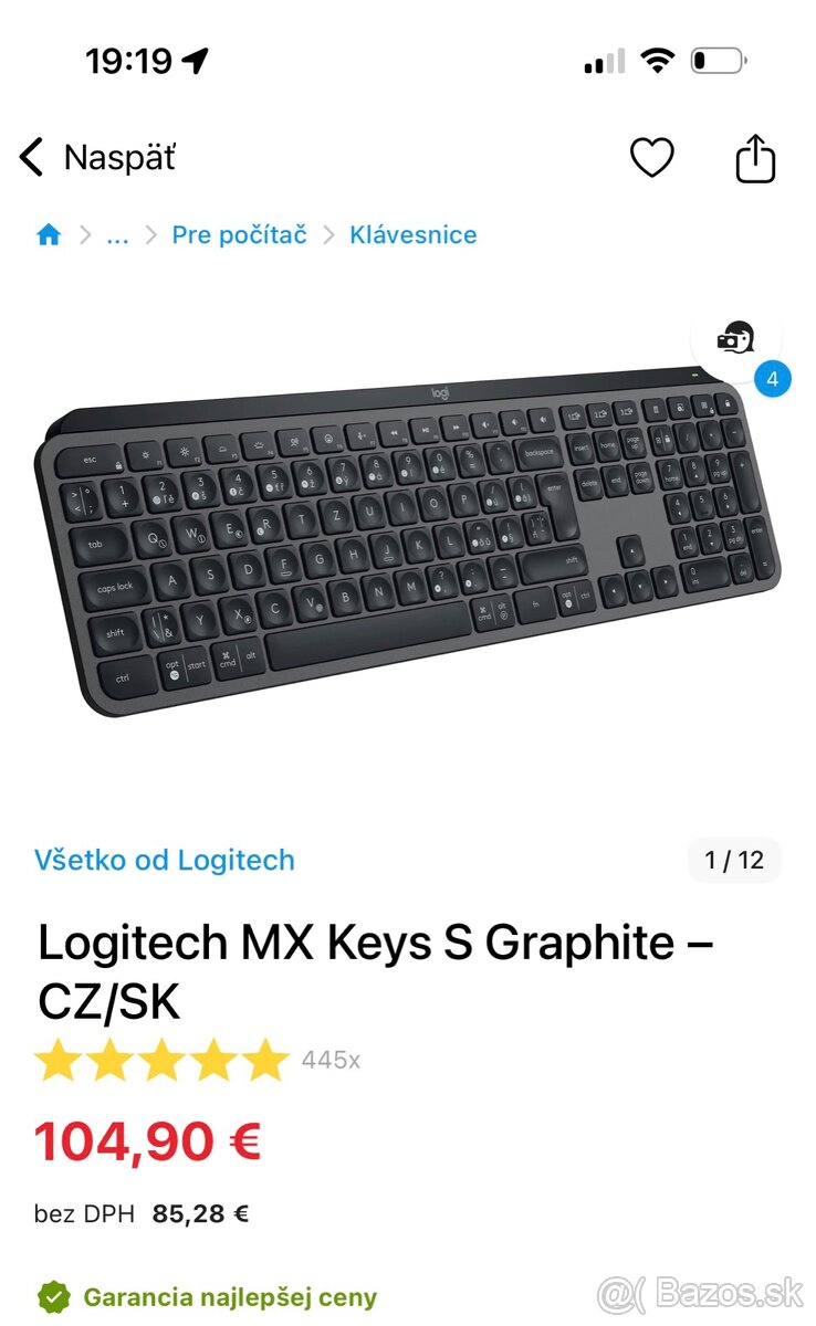 Logitech MX Keys S Graphite klávesnica