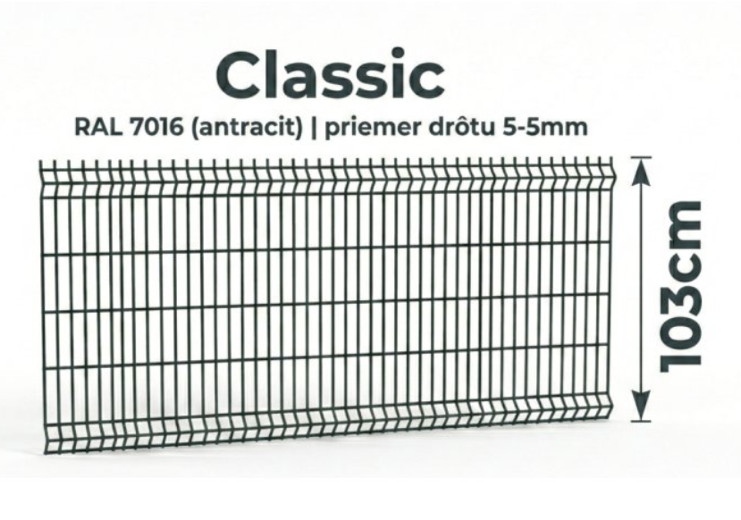 úplne nový plot Antracit (výška 103cm) + kompletné