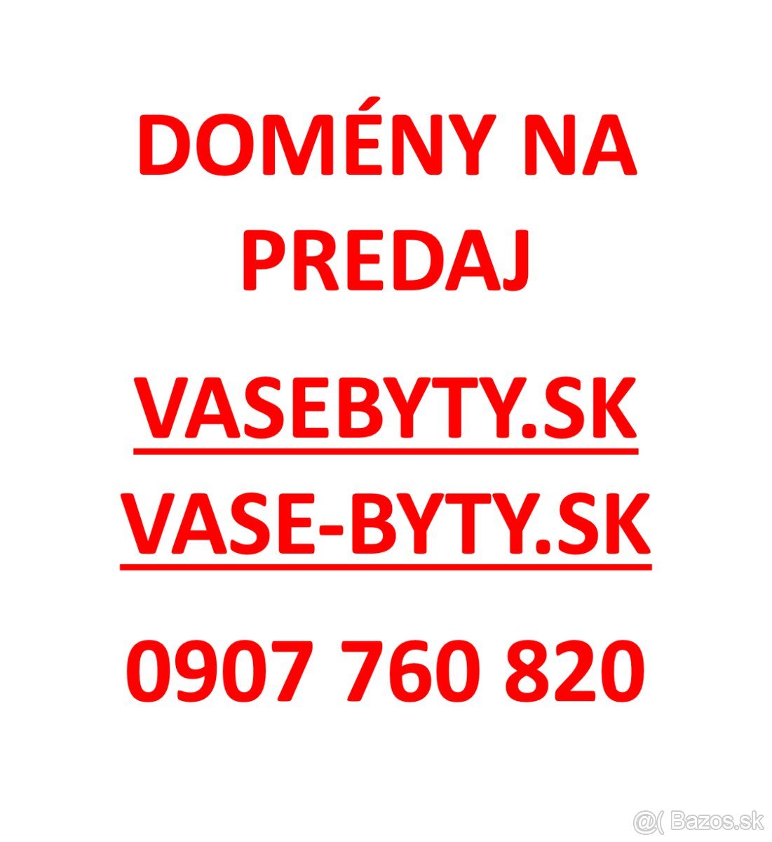 Predám domény: vasebyty.sk a vase-byty.sk