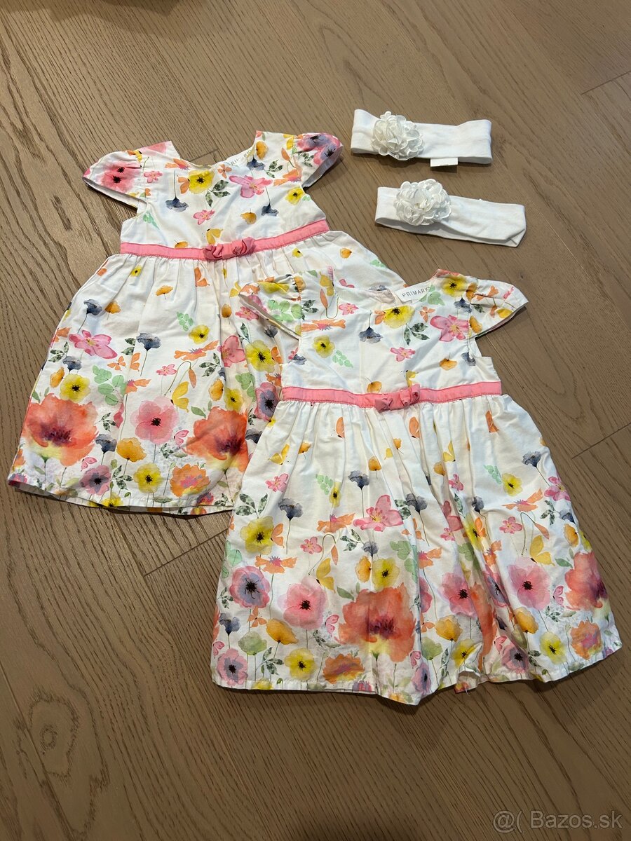 Slávnostné letné šaty pre dvojičky s čelenkou  č.74